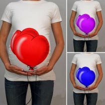Söt kortärmad gravid-T-shirt med hjärtformade ballongtryck