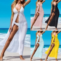 Sexy Deep V-neck Solid Color Sling Chiffon Cardigan
