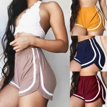 Fashion Striped Spliced Elastic Waist Shorts