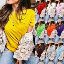 Simple Style Short Sleeve Round Neck Solid Color T-shirt 