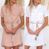 Fashion Solid Color Short Sleeve POLO Collar Shirt