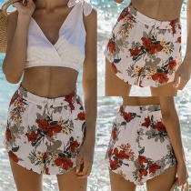 Fashion High Waist Printed Beach Shorts