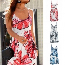 Sexy Backless Printed Sling Dress