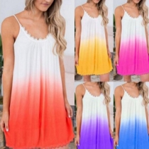 Sexy Backless Color Gradient Sling Dress
