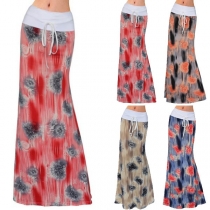 Fashion High Waist Printed Maxi Skirt