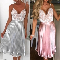 Fashion Solid Color High Waist Pleated Skirt 