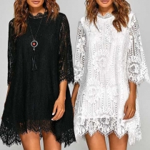 Sexy 3/4 Sleeve Irregular Hem Lace Dress