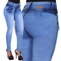 Mode Jeans med hög midja och slim fit