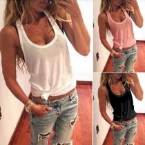 Fashion Solid Color U-neck Casual Tank Top
