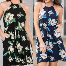 Sexy Backless Printed Sling Dress
