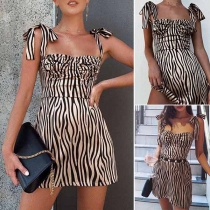 Sexy Backless High Waist Slim Fit Sling Striped Dress