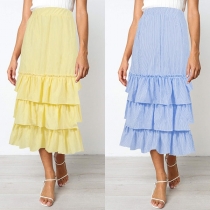 Fashion High Waist Striped Cake Skirt