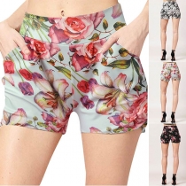 Fashion High Waist Printed Shorts