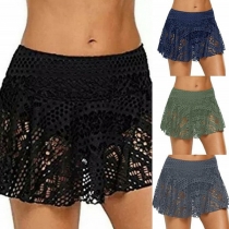 Fashion Solid Color Lace Mini Skirt