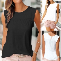 Fashion Solid Color Sleeveless Round Neck T-shirt