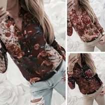 Fashion Short Sleeve Stand Collar Printed Shirt