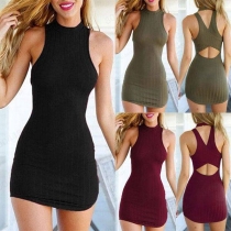 Sexy Backless Sleeveless Slim Fit Mini Dress