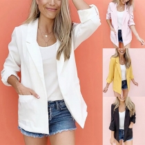 OL Style 3/4 Sleeve Solid Color Blazer
