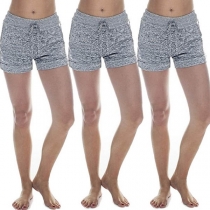 Casual Solid Color Elastic Waist Sports Shorts