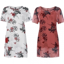 Sexy Sling Dress + Short Sleeve Printed Dress Two-Piece Set