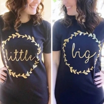 Fashion Round Neck Short Sleeve Letters Printed T-Shirt