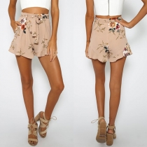 Fashion High Waist Printed  Wide-Leg Shorts 