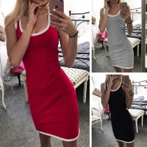 Fashion Contrast Color Slim Fit Sports Tank Dress