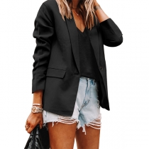 OL Style Solid Color Long Sleeve Slim Fit Blazer