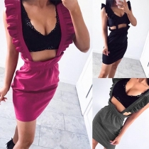 Fashion High Waist Ruffle Sling Skirt