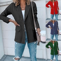 OL Style Long Sleeve Solid Color Blazer 