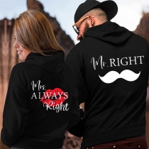 Modekläder för par - Snygga långärmade hoodies med matchande bokstavstryck