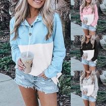 Fashion Contrast Color Long Sleeve Hooded Sweatshirt