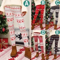 Fashion High Waist Slim Fit Colorful Printed Pants