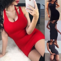 Fashion Sleeveless Round Neck Slim Fit Tank Dress