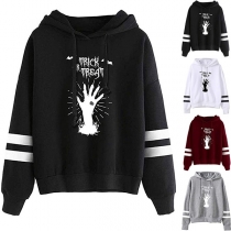 Fashion Palm Printed Long Sleeve Hooded Sweatshirt