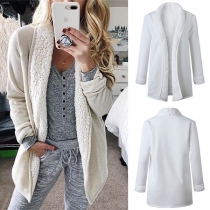 Fashion Solid Color Long Sleeve Plush Lining Thin Cardigan