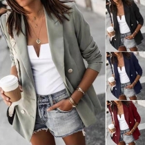 OL Style Long Sleeve Solid Color Thin Blazer