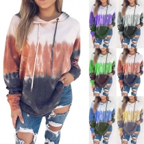 Fashion Color Gradient Long Sleeve Hooded Sweatshirt