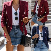 OL Style Long Sleeve Solid Color Slim Fit Blazer