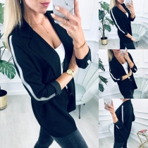Fashion Contrast Color Long Sleeve Notched Lapel Blazer