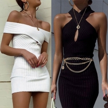 Sexy Off-shoulder Crossover Halter Tight Dress