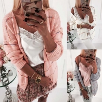 Fashion Long Sleeve Striped Thin Knit Cardigan
