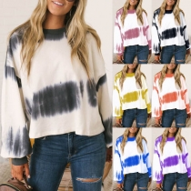 Fashion Long Sleeve Round Neck Tie-dye Printed Loose Sweatshirt
