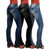 Fashion Middle-waist Slim Fit Jeans