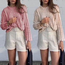 Fashion Solid Color Long Sleeve Round Neck Sweatshirt