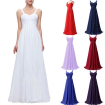 Sexy Backless High Waist Solid Color Sling Party Dress