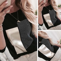 Fashion Contrast Color Long Sleeve Top