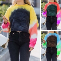 Fashion Color Gradient Long Sleeve Round Neck Sweatshirt