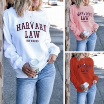 Fashion Letters Printed Long Sleeve Round Neck Sweatshirt