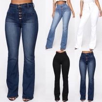 Jeans med hög midja i slim fit stil